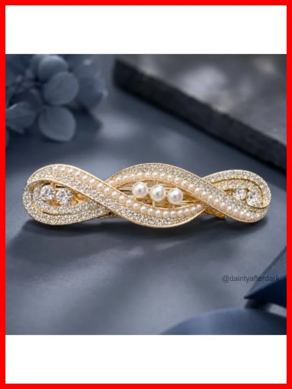 Infinity Symbol Pearl Rhinestone Hair Clip for Women Weddings